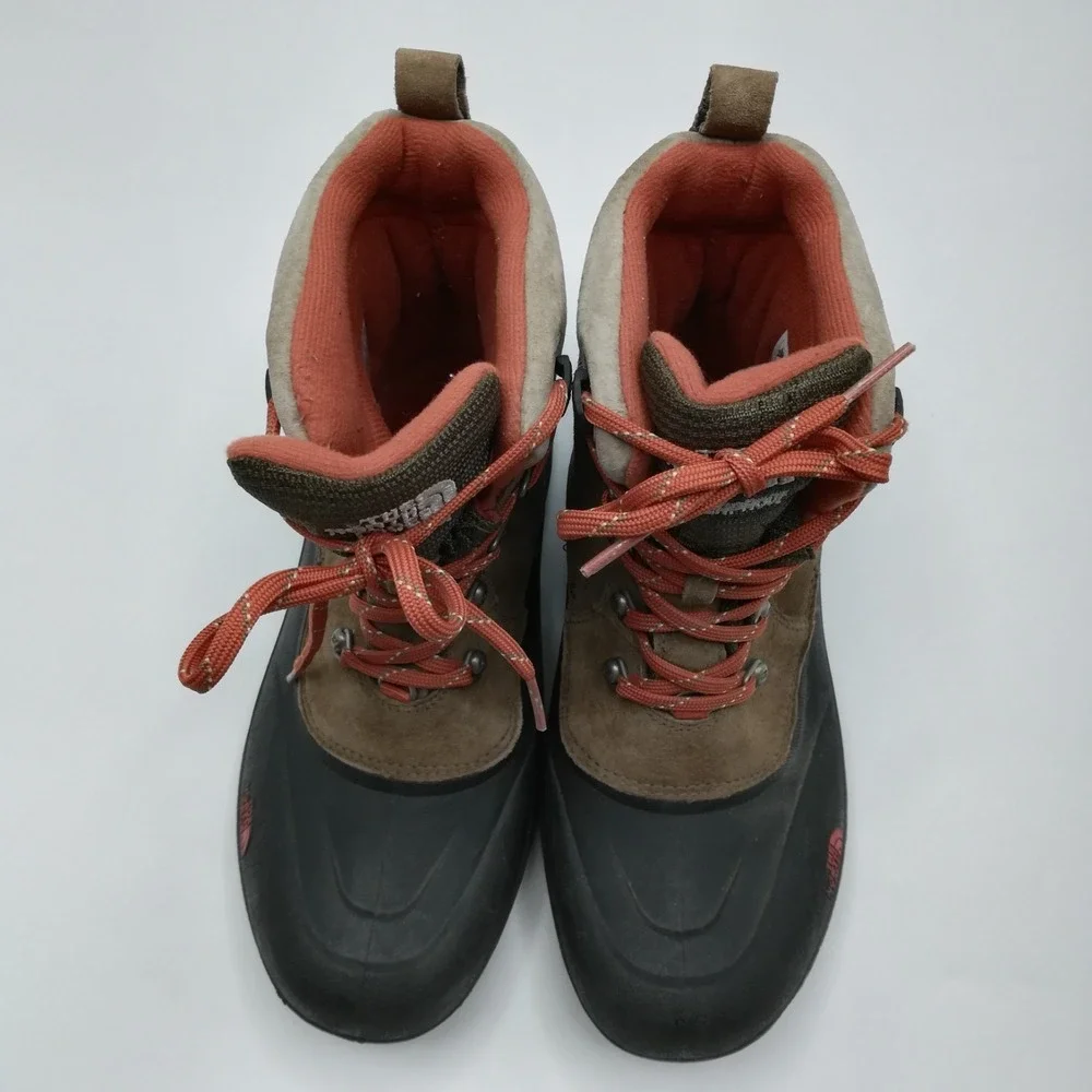 The North Face Boots Youth Boys Chilkat II‎ Snow Waterproof Tan Suede Orange 7